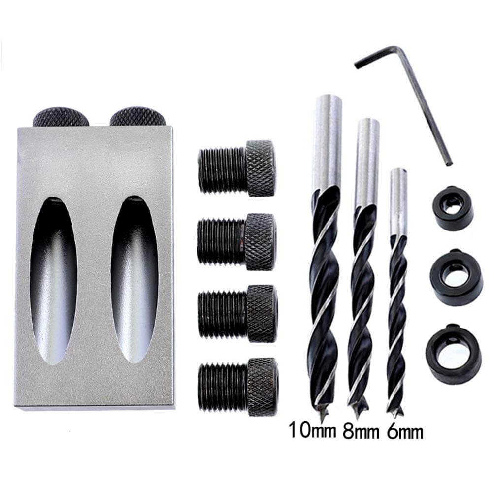 Pocket Hole Jig System with 6mm, 8mm, 10mm Drill Bits