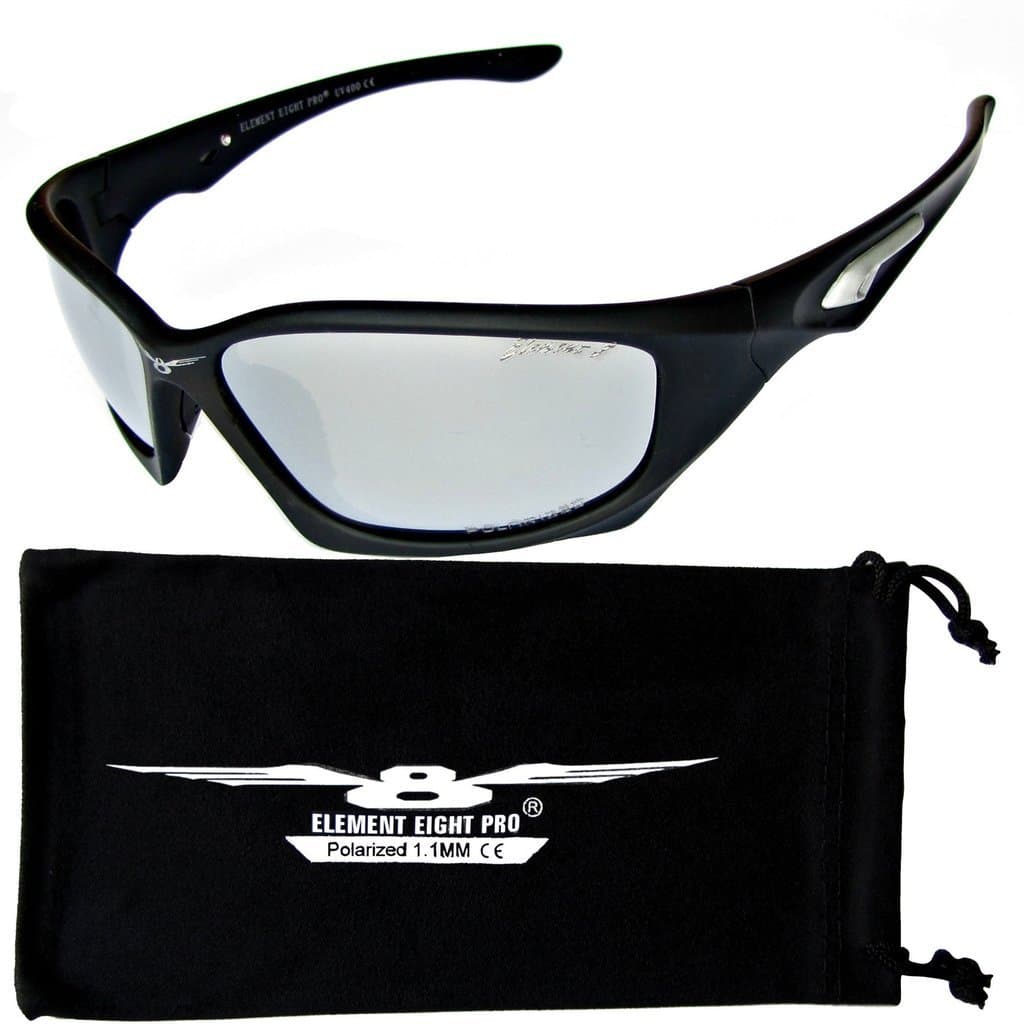 Element Eight Pro Polarized Sunglasses 1.1mm TAC Technology Baseball Cycling Fishing Golf – Black Frame – Mirror Lens