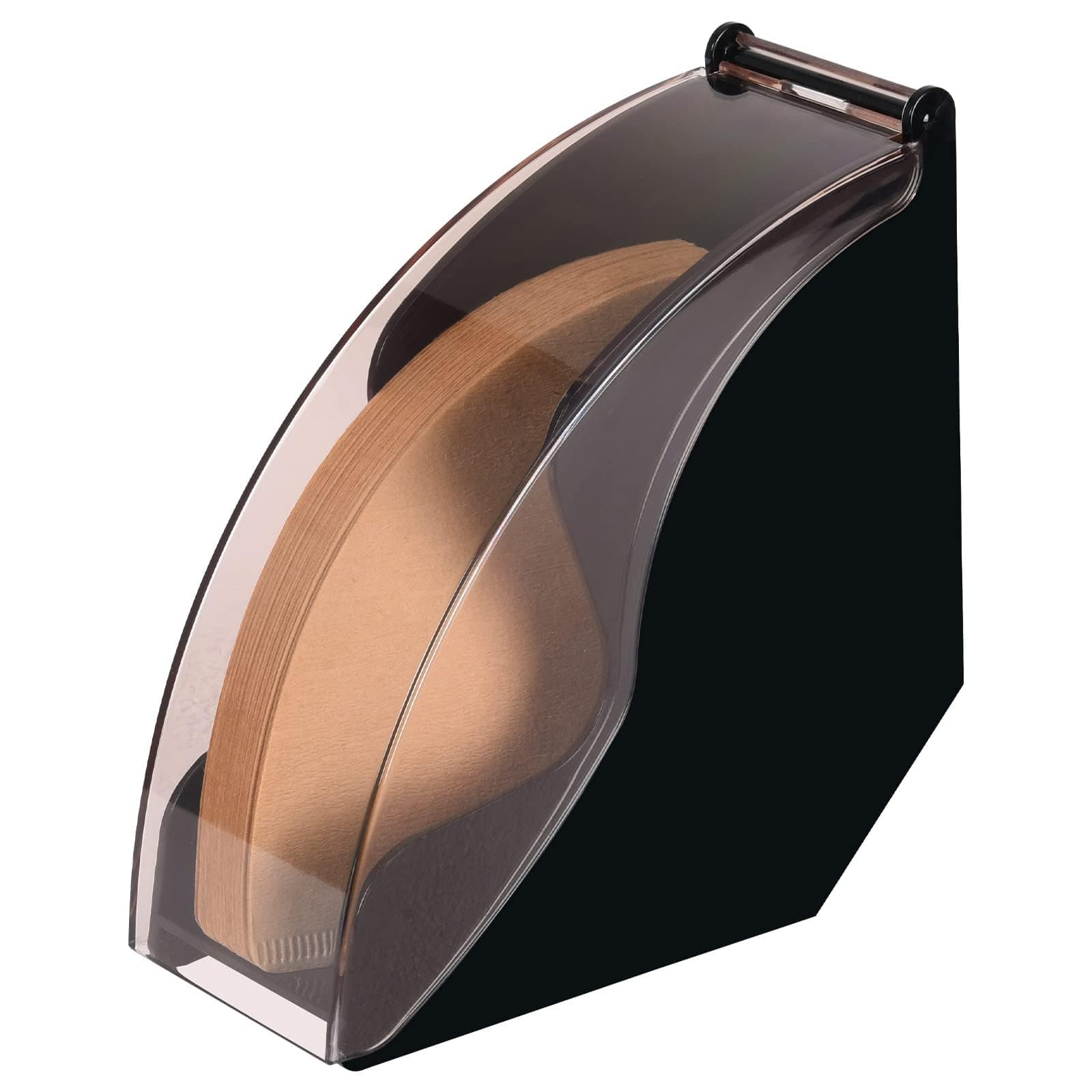Lonimia Coffee Filter Paper Holder,Cone Filter Paper Box with Dustproof Coffee Filter Dispenser Container Storage Rack Dust Proof Countertop Dispenser Stand (black)