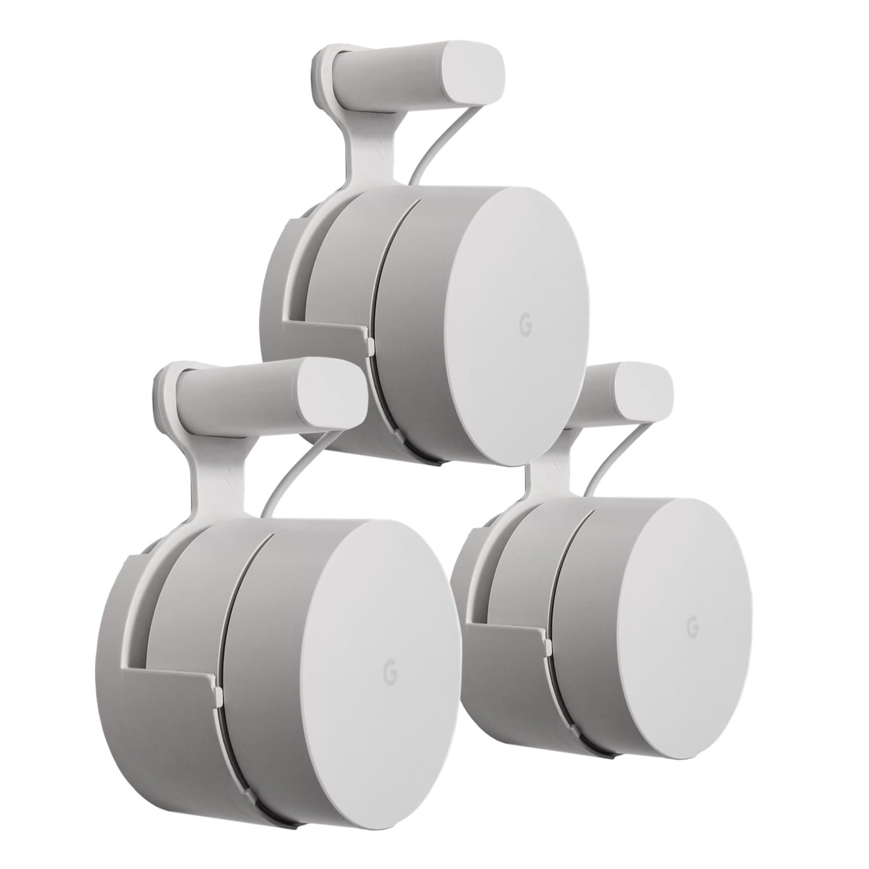 Dot Genie Google WiFi [OLD RECTANGULAR PLUG – NOT CURRENT ROUND PLUG] Outlet Holder Mount Stand: No Messy Screws! (3-pack)