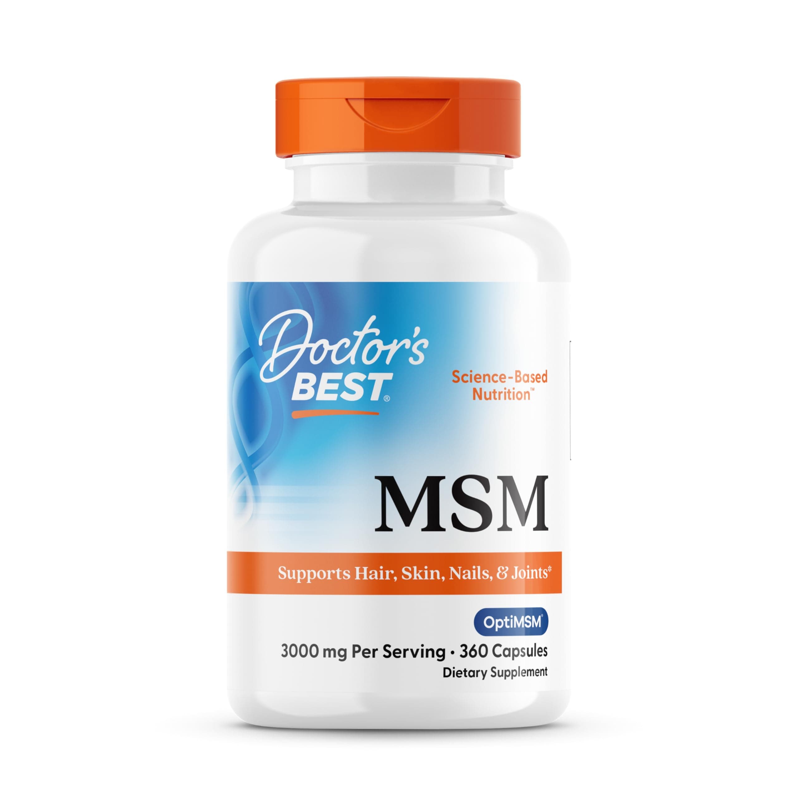 Doctor's Best MSM with OptiMSM, Joint Support, Immune System, Antioxidant and Protein-Building Role, Non-GMO, Gluten Free, 1000 mg, 360 Capsules
