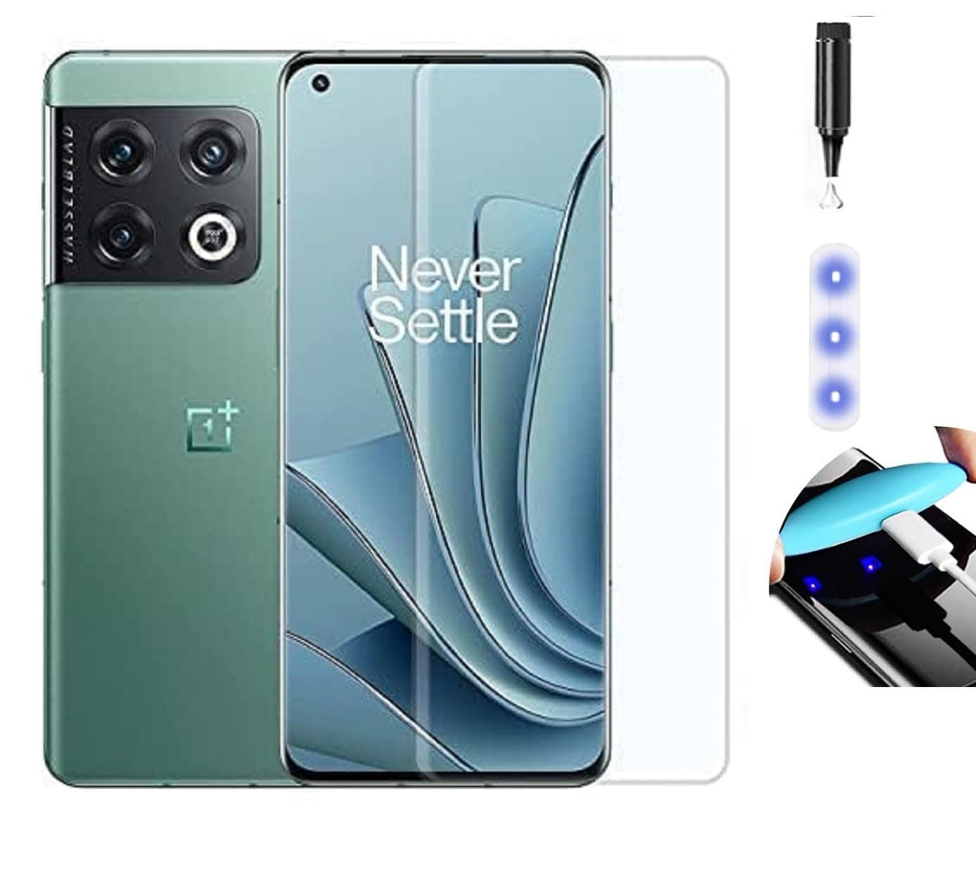 NISHTECH Advanced HD+ Curved UV Tempered Glass Screen Protector Designed for OnePlus 10 Pro 5G || Full Screen Protector with Easy Installation Kit (Anti-Scratch)