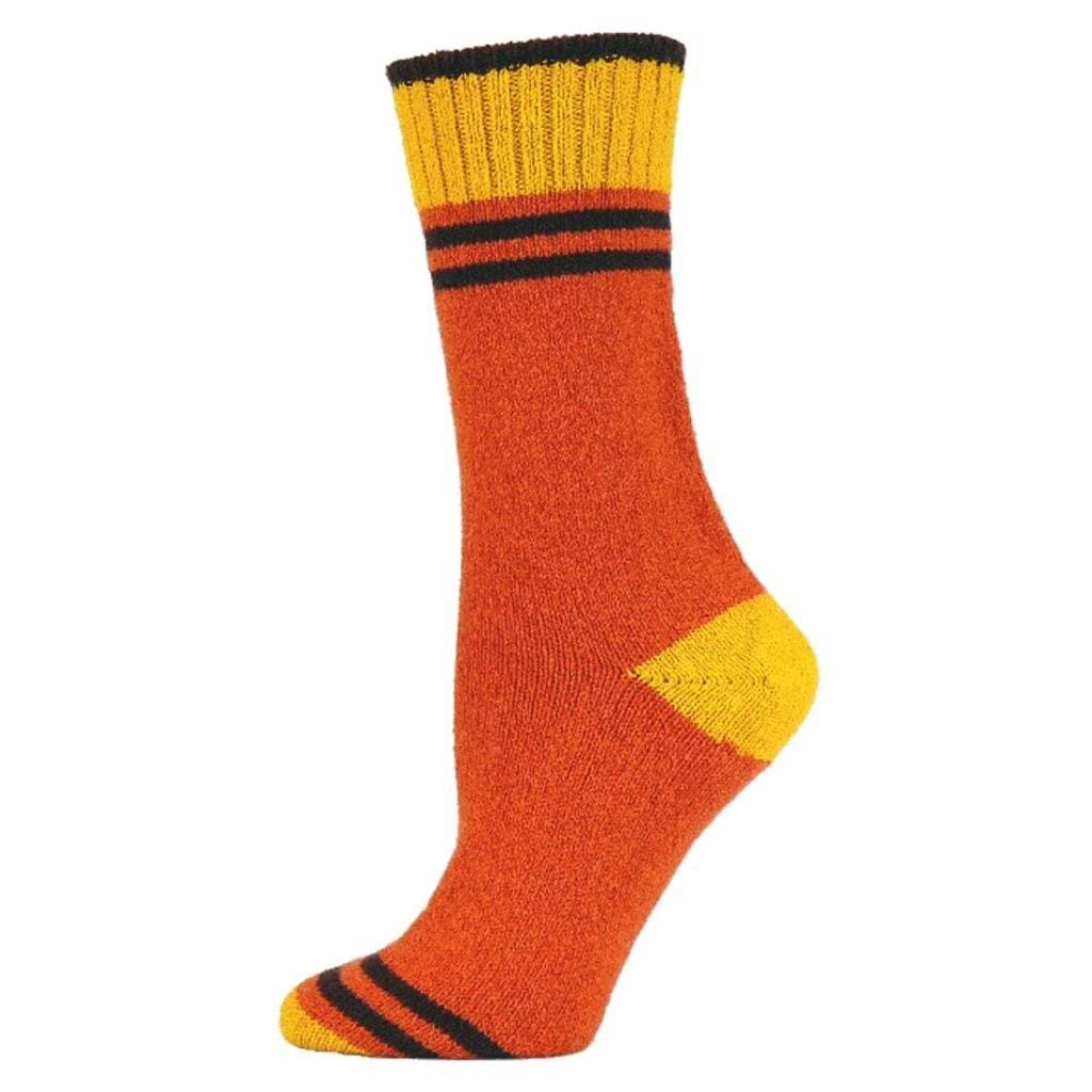 QT Sporty Stripe Crew Sock (Coral - Medium)