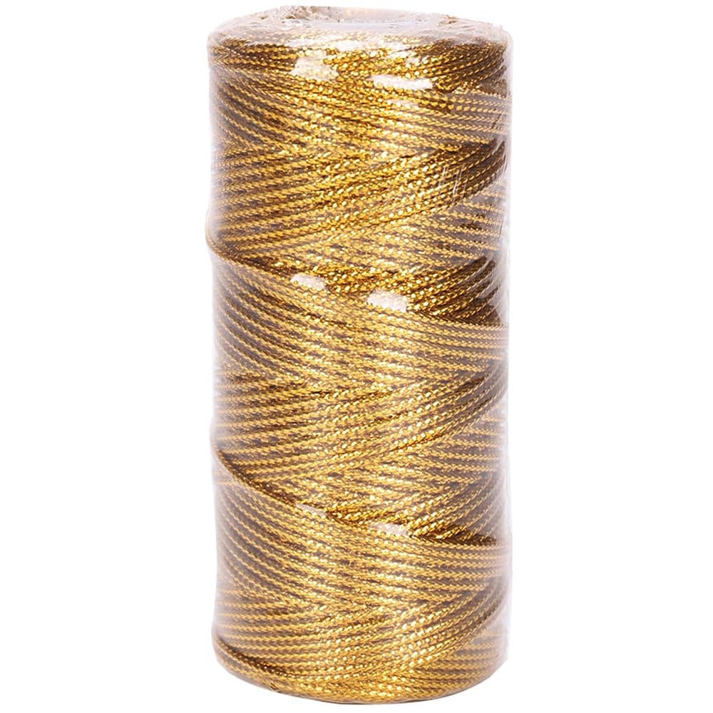 1.5mm 100M Gold Silver Macrame Cord Rope String Twine Ribbon Bows Crafts DIY Gift Wrap Sewing Twisted Thread Home Textile Decor