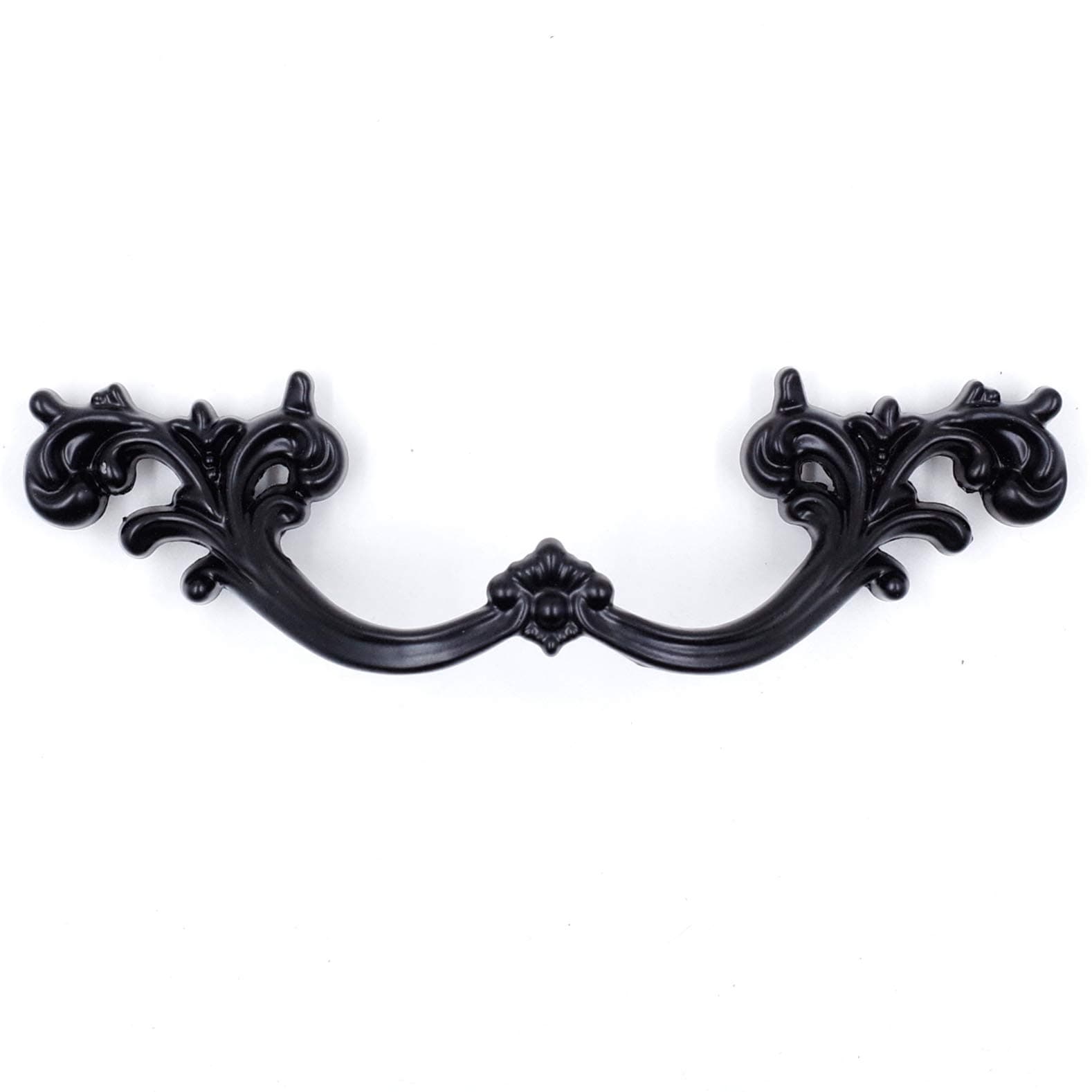 Jetland French Provincial Drawer Pulls - 6-Pack, Flat Black, 3" Hole Centers, Vintage Shabby Chic Pulls for Dresser Nightstand Cabinet, PW1619076