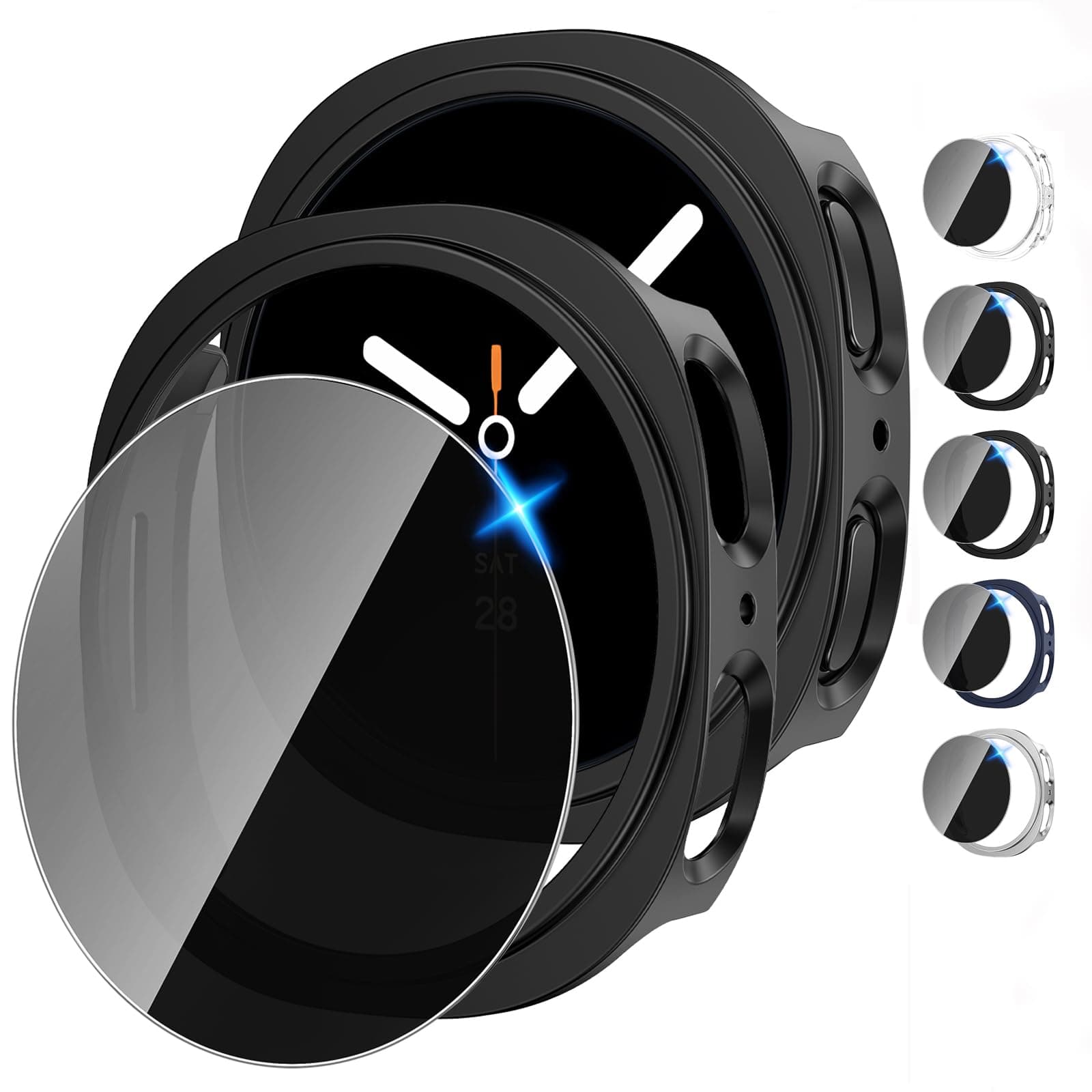 Tensea [5+5Pack for Samsung Galaxy Watch 8 Screen Protector Case 40mm Accessories, Hard PC Bumper/HD Anti-Fog Tempered Glass Protective Film, Face Cover Set, Galaxy Watch 8 Case for Women Men