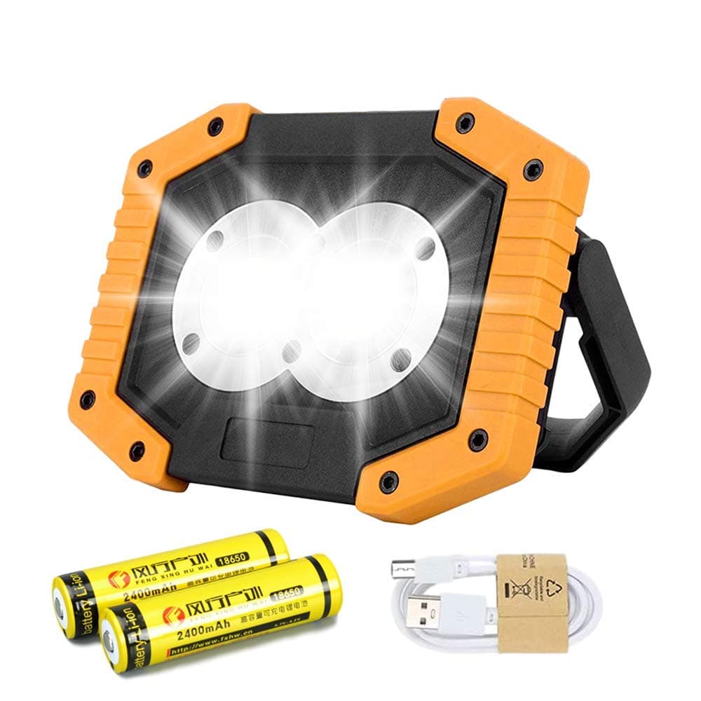 Rechargeable LED Work Lights Portable 30W USB COB Floodlight Super Bright 3000 LM Outdoor Battery Security Light with 3 Modes Waterproof Work Lamp for Garage Car Camping Fishing Hiking BBQ
