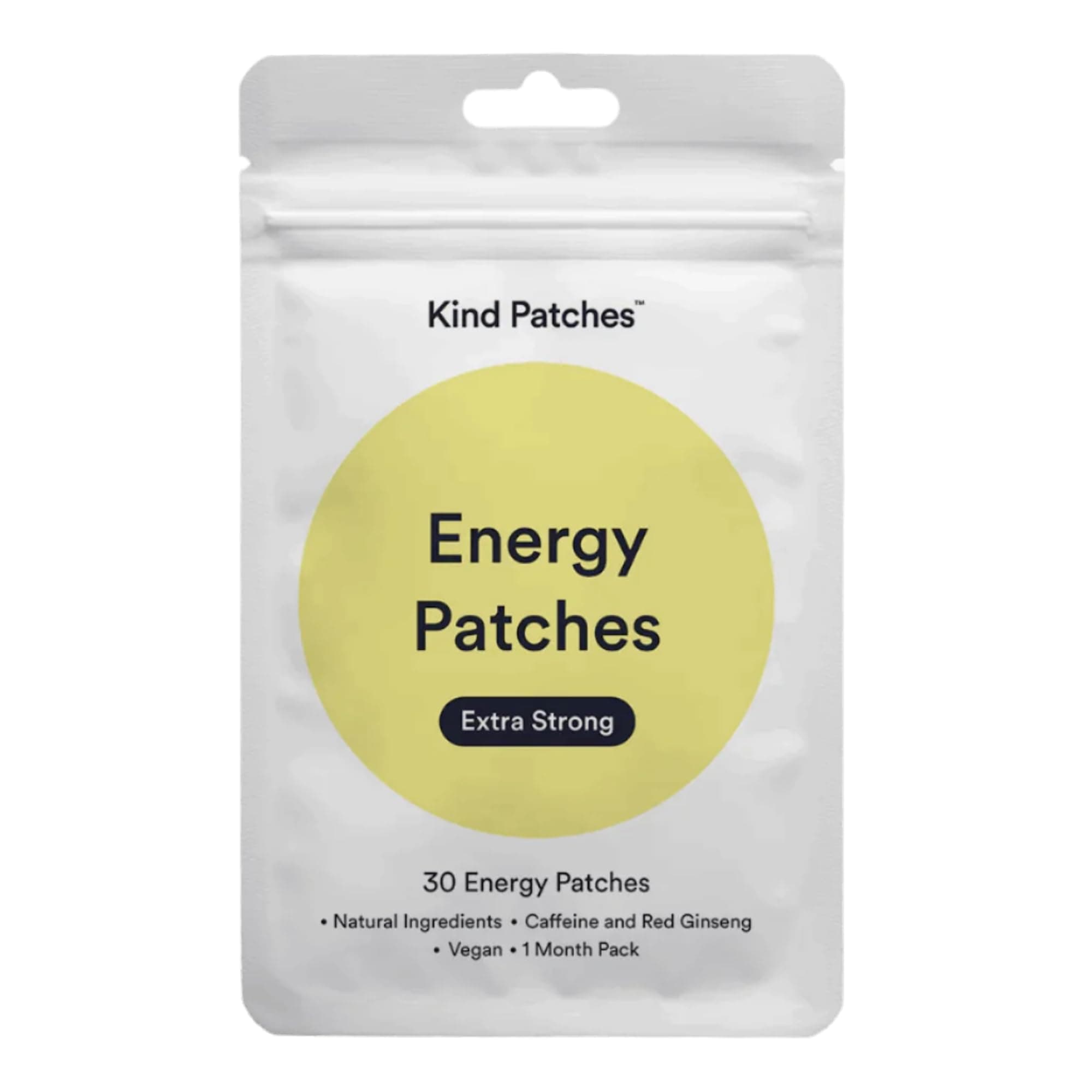 Kind Patches | Energy Patches - Extra Strong | Energy Boost Support | Botanical Plant-Based Formula with Caffeine, Red Ginseng & Vitamin B Complex | 30 Vegan Patches
