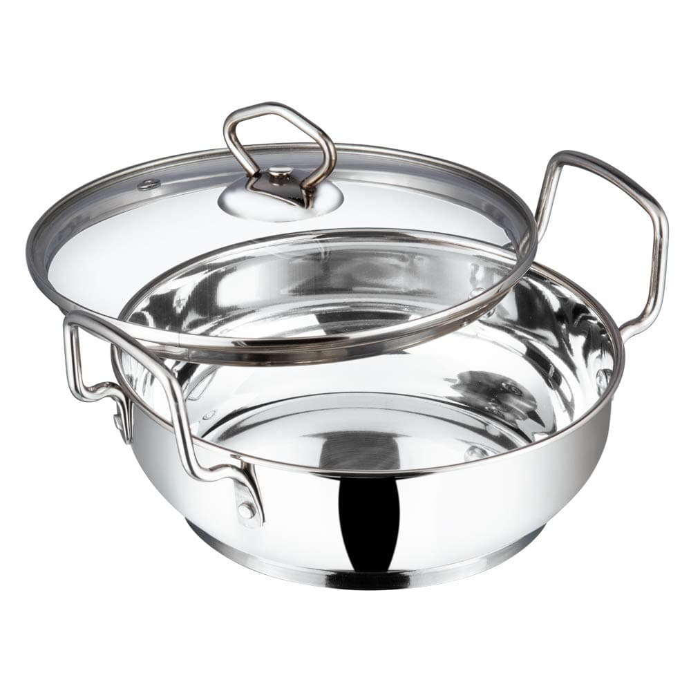 Cookware Induction Friendly Kadai With Lid Silver 3.4 Litres, Stainless Steel, IKD 24