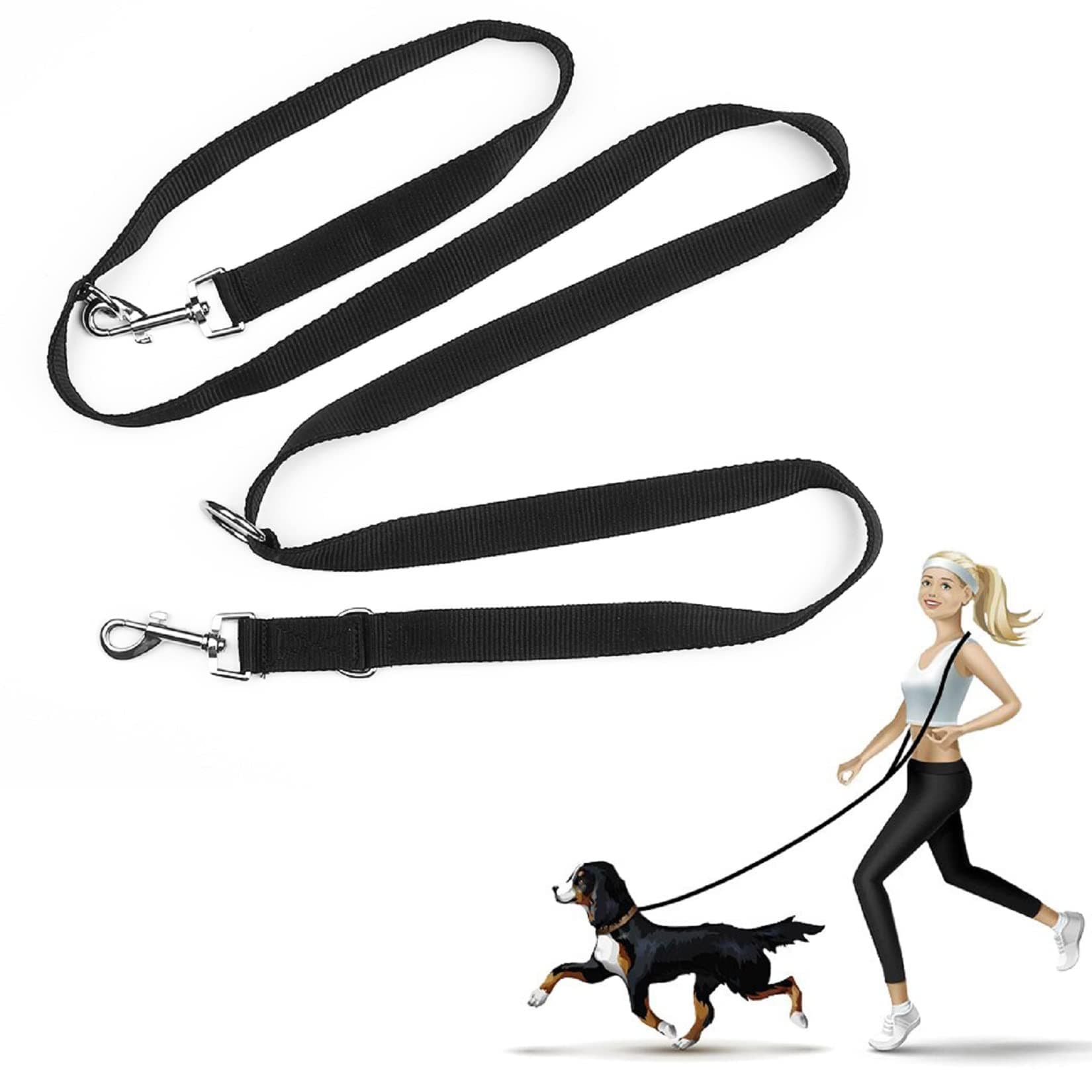 Dog Training Double Ended Leads : 2m Hands Free Adjustable Pet Training leash for Running Walking - Retractable Multifunctional Strong Nylon Puppy Lead Rope for Small Medium Dogs