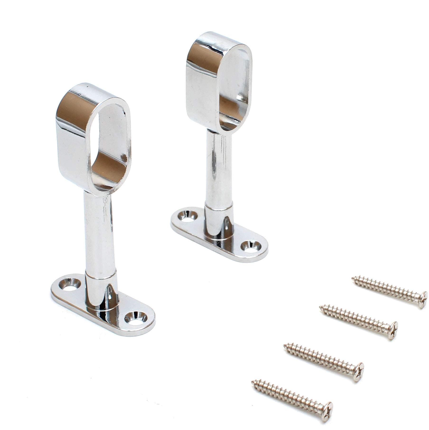 Smartsails Oval Swivel Retractable Wardrobe Bracket, 16 mm Diameter, Ceiling Mounted Track Bar Support Socket 2 Pieces (Silver)