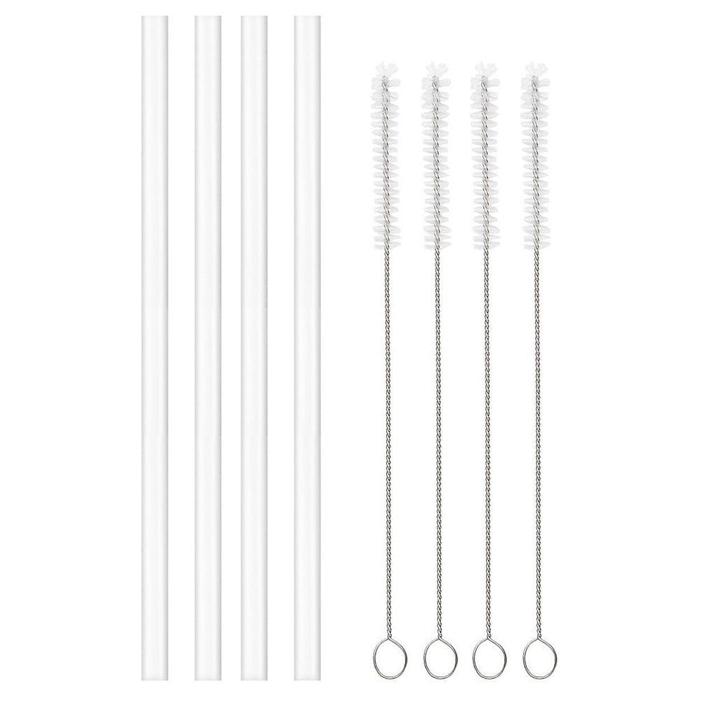 4-Pack Replacement Straws for Hydro Flask Wide Mouth Bottle Hydroflask Straw Lid, 4 BPA-FREE Straws and 4 Straw Cleaning Brushes