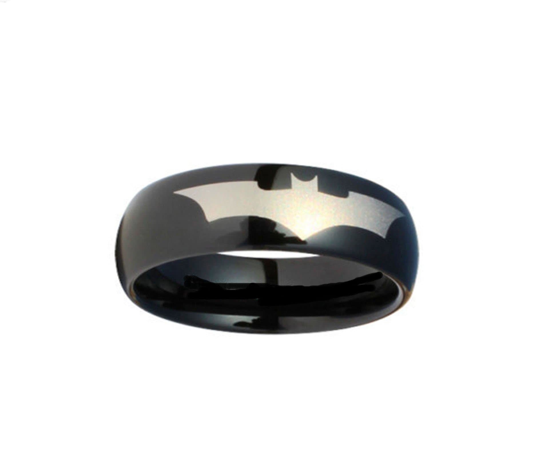Batman Print on a Black Tungsten Carbide DC Width 8 mm Band Ring Size 4-13 R162