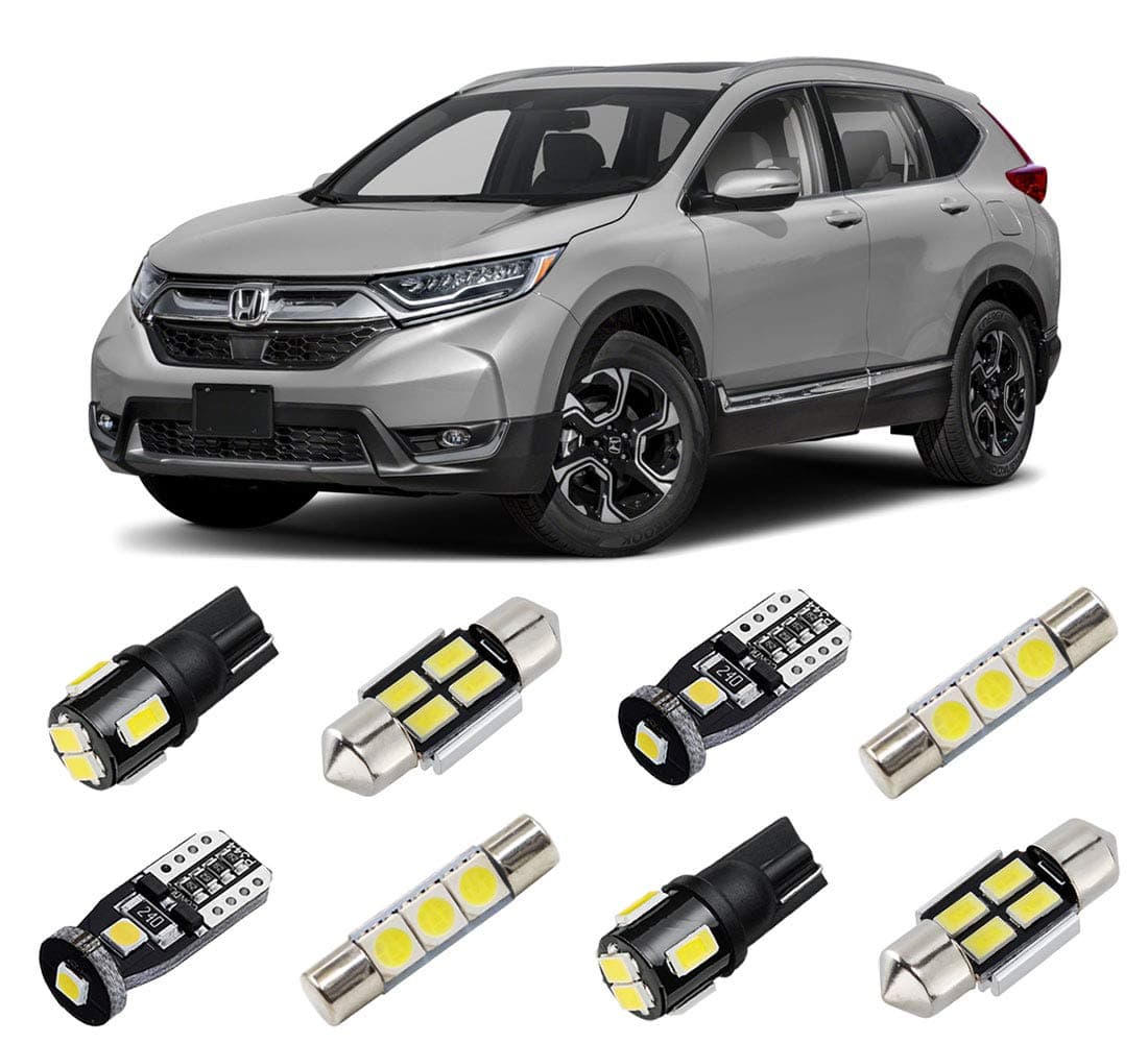 White Interior LED Lights Kit for Honda CR-V 2013 2014 2015 2016 2017 2018 2019 2020 2021 Super Bright 6000K LED Interior Light Bulbs Package + License Plate Lights and Install Tool