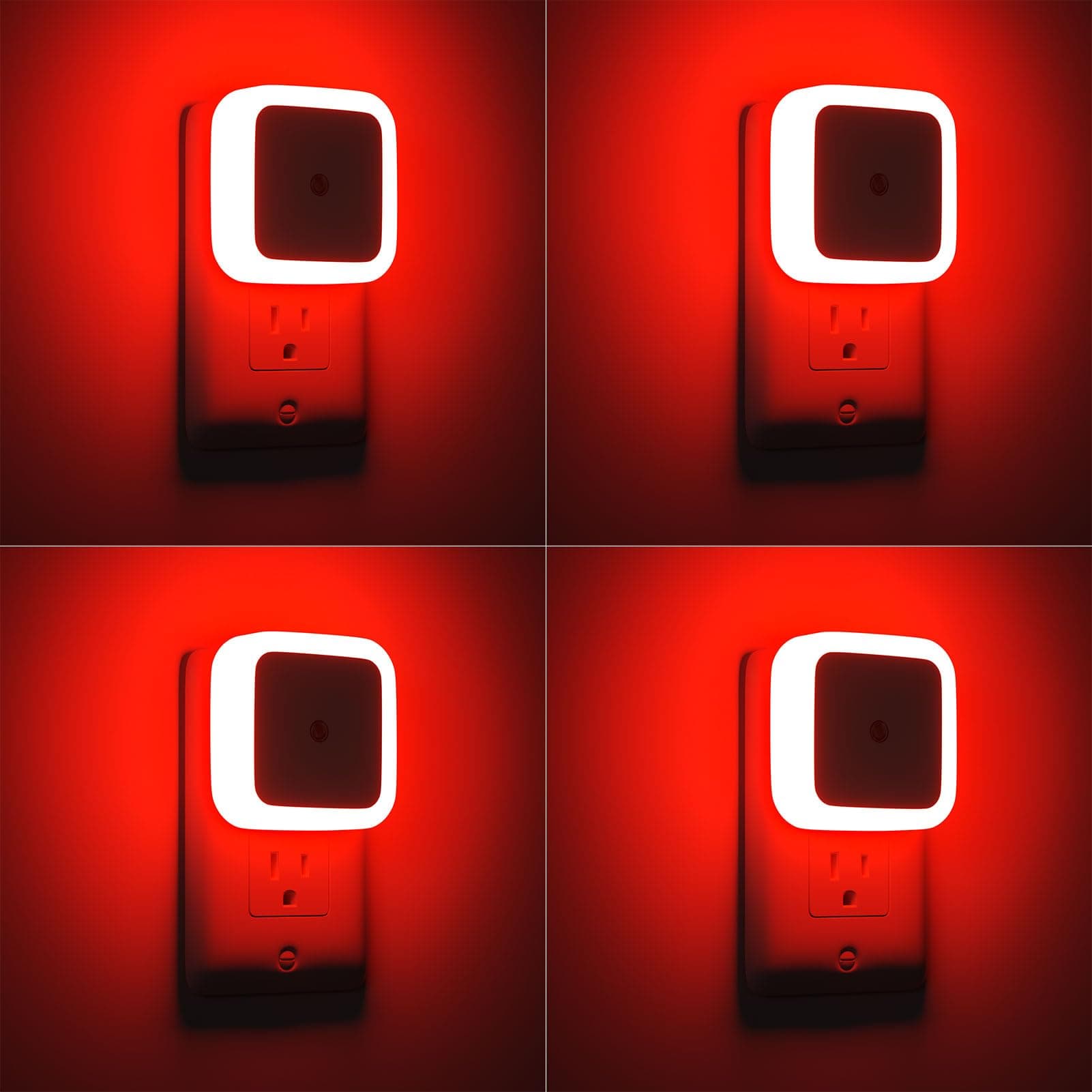 Red Night Light, Night Lights Plug into Wall 4-Pack, Nightlight Plug in Night Light, Dusk to Dawn Night Lamp Led Night Lights for Adults Bedroom, Bathroom, Hallway