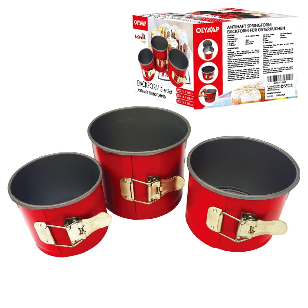 Kulitsch Set of 3 Non-Stick Spring Baking Moulds for Easter Cakes 12 cm 14 cm 16 cm