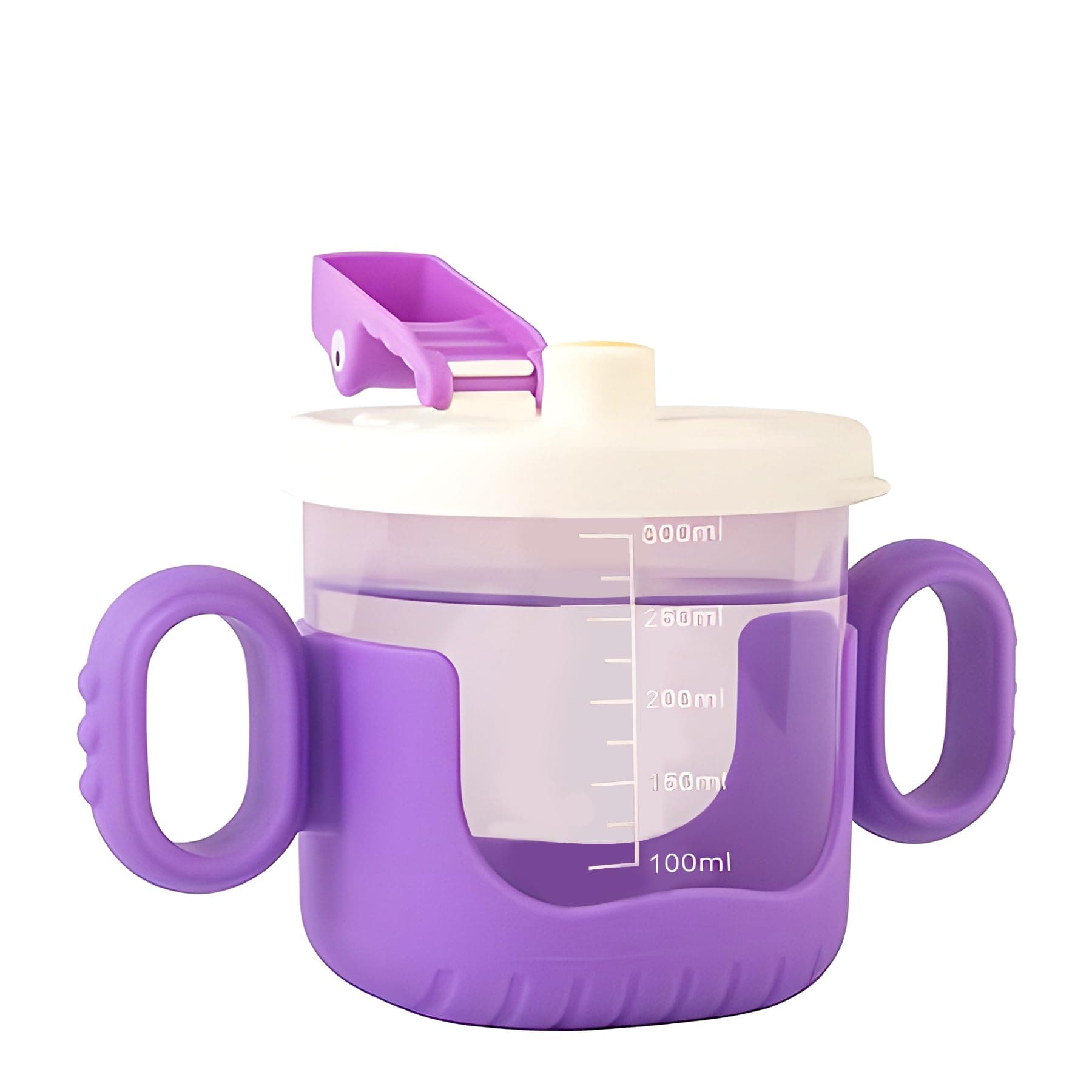 Cute Design Training Cup for Babies, Anti-Spill Drinking Cups, BPA Free Food Grade Material Drinking Cup, Water Cup with Handles, 300ml, (Pack of 1, Purple)