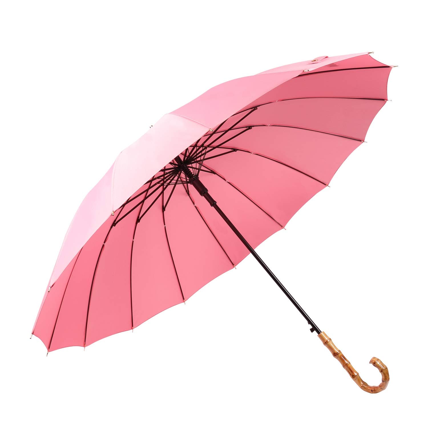 ThreeHClassic Golf Umbrella Wooden Handle Windproof Solid Auto Open Lightweight Travel Umbrella KS08