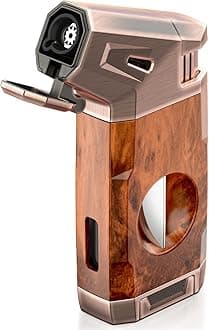 Cigar Torch Lighter, V Cigar Cutter and Lighter Set, Cool Cigar Gifts for Men