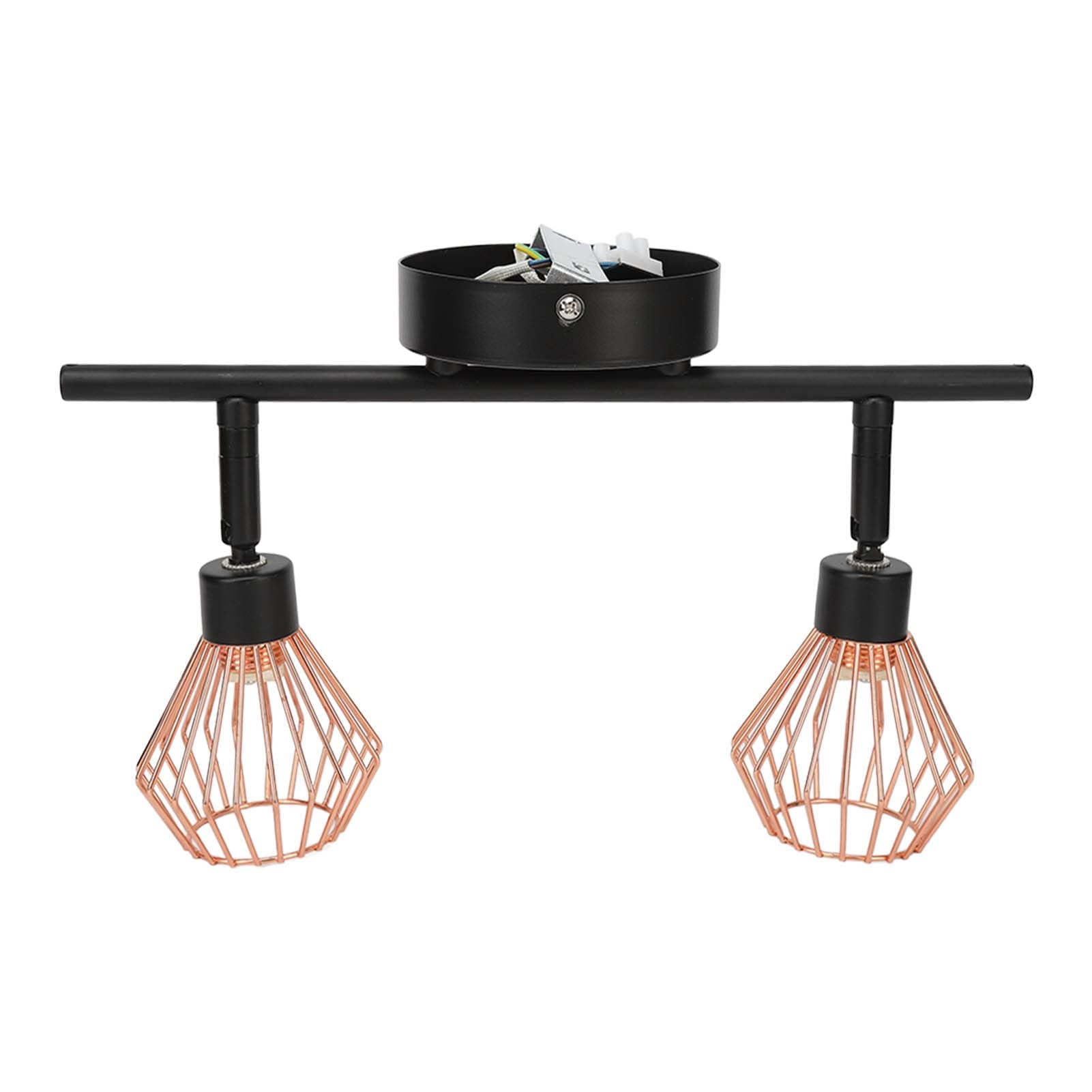 NIBEMINENTTrack Lighting Kit 2 Rotatable Head Track Wall Ceiling Spotlight with Woven Cages for Kitchen Living Room