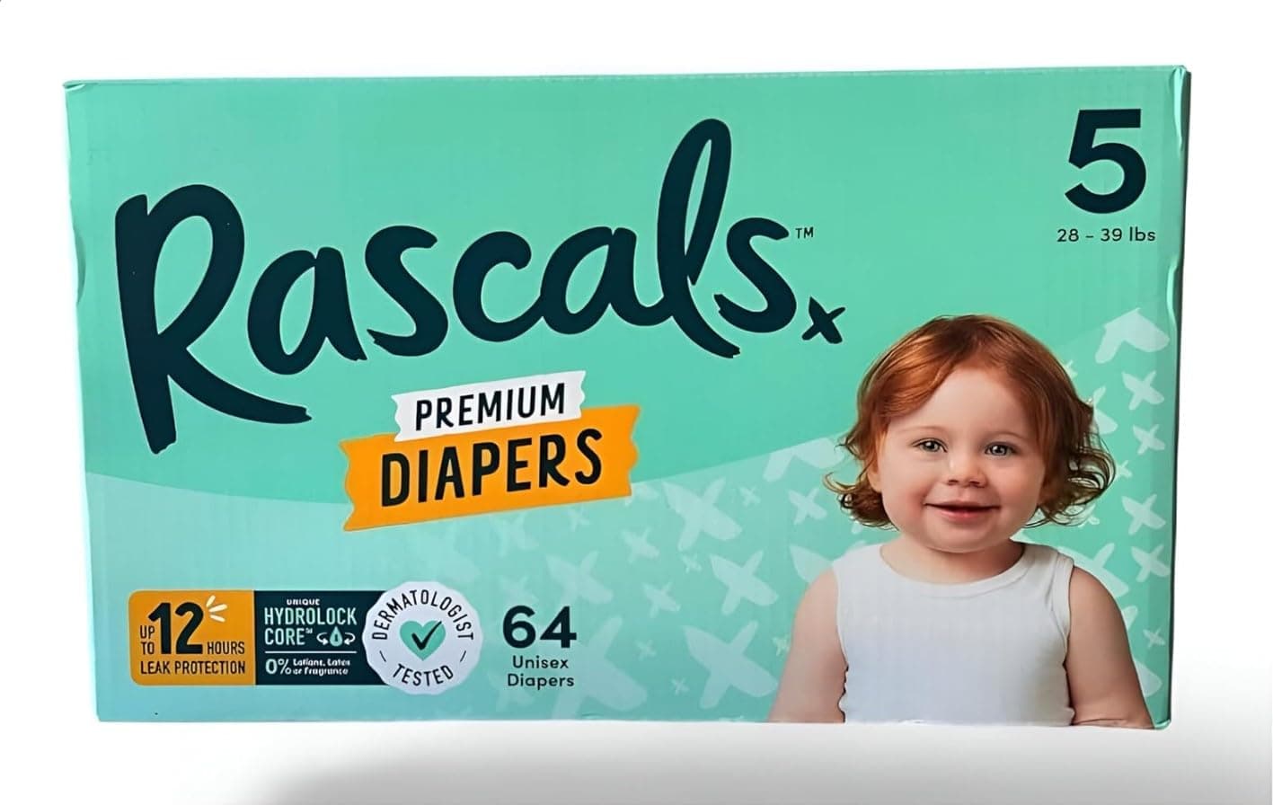 Rascals Premium Diapers, (Size,5 Count 64) ~ (1 Pack)