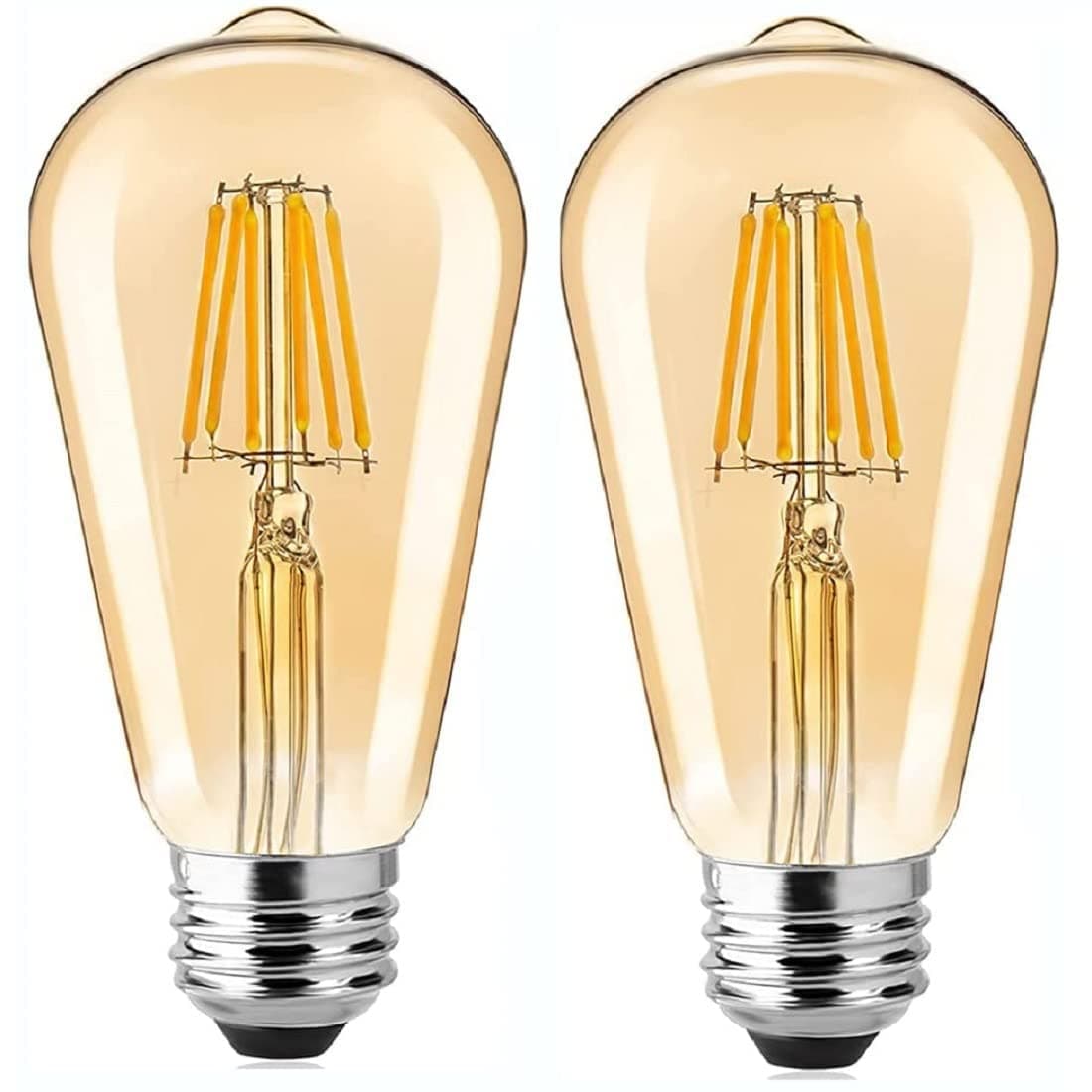 4W E27 E26 Base Filament Bulbs | Edison Bulb | Filament Antique Bulb | 15000 Light Hours | Hanging Light Led Bulb Warm White 2700K Antique Vintage Filament Light Bulbs (Pack Of 2)