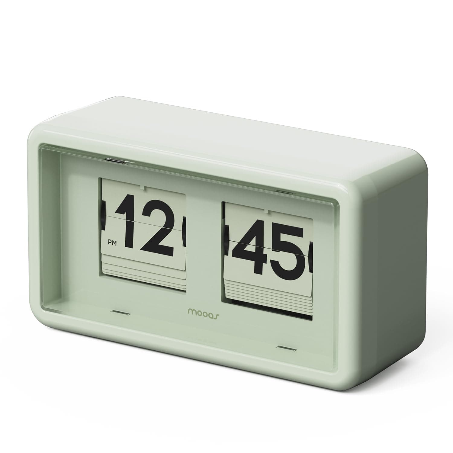 mooas Newtro Retro Flip Desk Clock, Automatic Spin, Automatic Spin, Classic Style, Battery Operated AM/PM Home Decor, Ideal for Home Office
