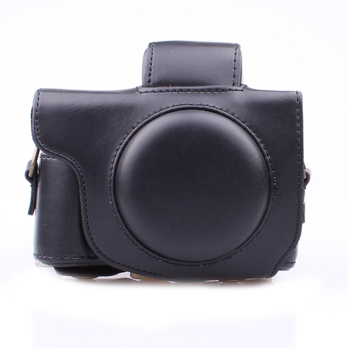 JUNIPA Detachable Camera Leather Case Protective Bag for Canon PowerShot G5X - Black