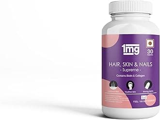 Tata 1mg Hair, Skin & Nails Supreme Biotin Capsule with Collagen, Zinc, Iron And Vitamin B Helps In Making The Hair Strong And Lustrous For Unisex (Pack Of 30 Capsules)