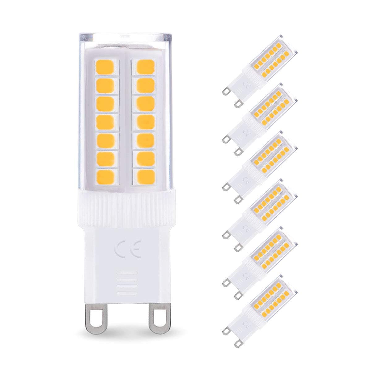 Fulighture G9 LED Light Bulbs, 2835 LED SMD, 5W Equivalent to 40W Halogen Bulbs, 400LM, Soft White 3000K, No Strobe, No Flicker, 360° Beam Angle, Not Dimmable for Home Lighting, 6 Pack