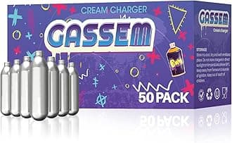Whipped Cream Chargers N2O Nitrous Oxide 8-Gram Cartridge for Whipped Cream Dispenser, 50 Pack