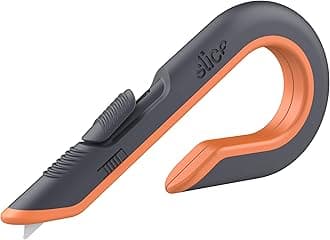 Slice 10400 400 | Sicherheits-Kartonmesser - Safety Cutter | Keramik-Sicherheitsklinge, beidhändig nutzbar, gummierte Oberfläche | Ergonomischer, hakenförmiger Griff