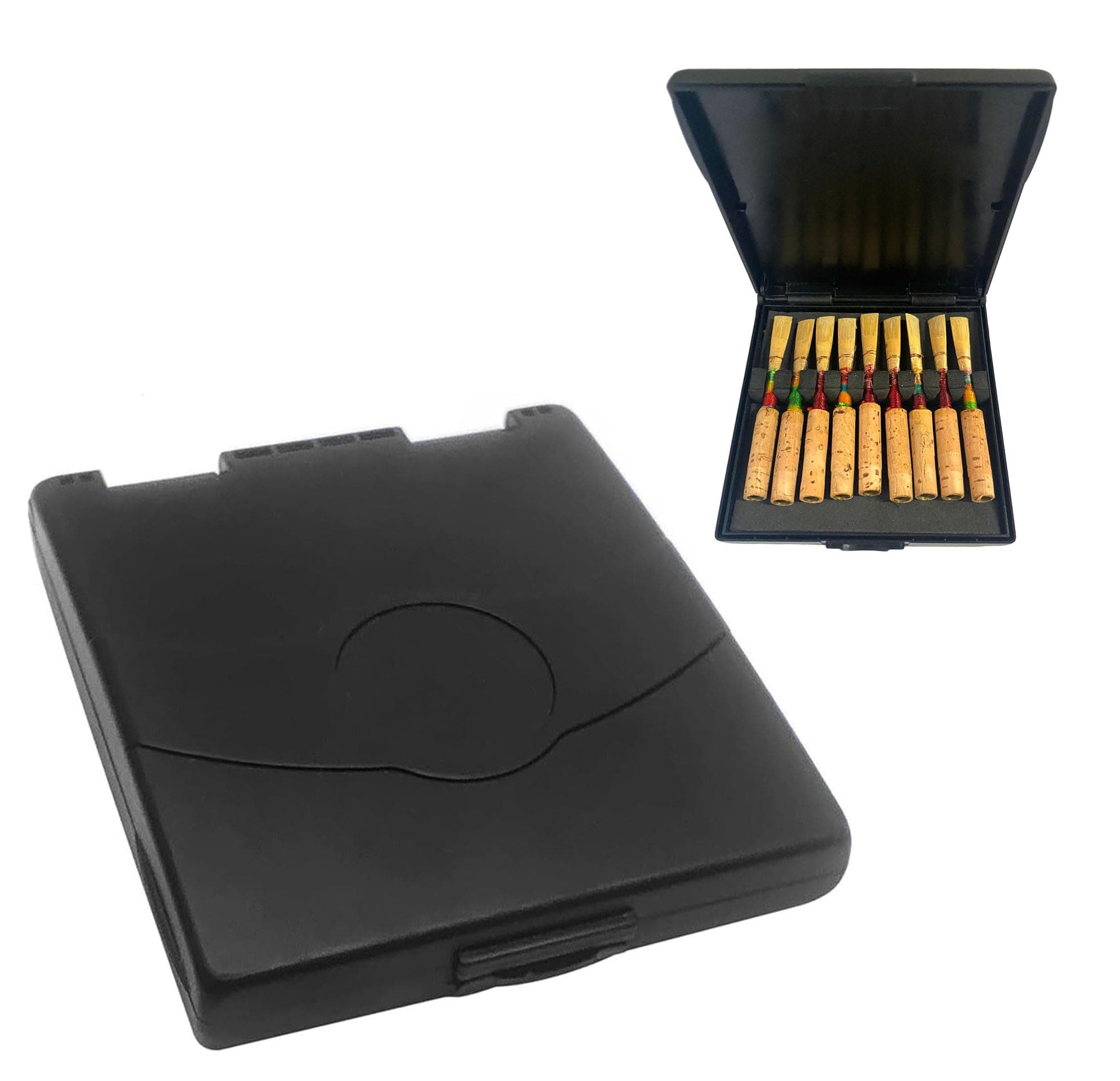 TUOREN Black Oboe Reed Case Plastic Storage Box Holder for 9pcs Oboe Reed 3.7 x 3.5 inch
