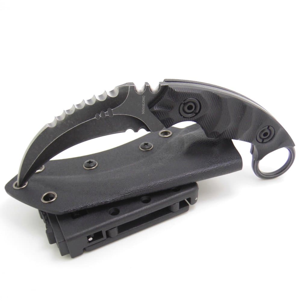 Outdoor Survival Claw D2 steel G10 handle Sharp Fixed Blade Knife with Kydex Sheath (Stone wash Version-kydex Sheath)