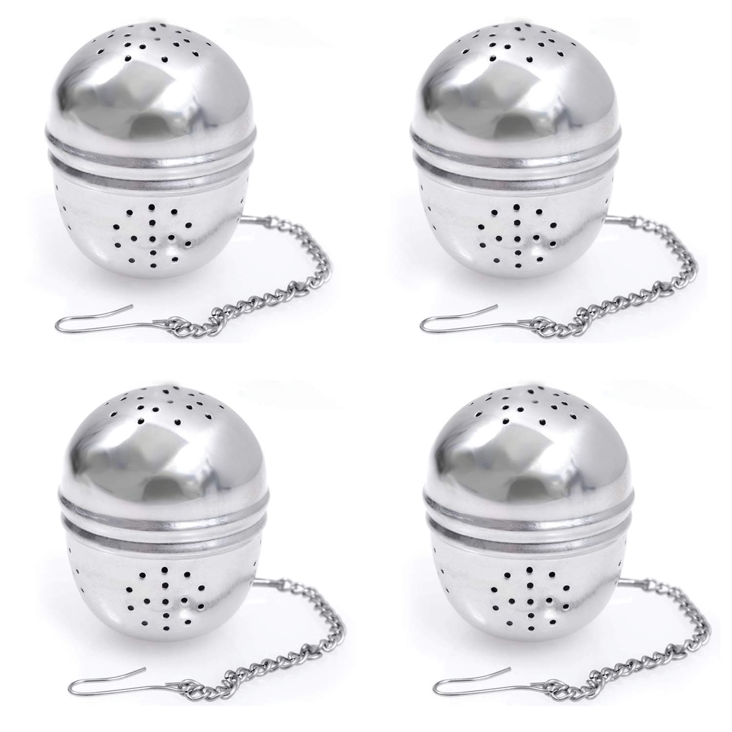 4 Pack Stainless Steel Mesh Tea Ball Strainer Filter Infuser for Loose Leaf Tea & Mulling Spices, Rust-Resistant Design for Easy Steeping in Cups, Pots, Kettles