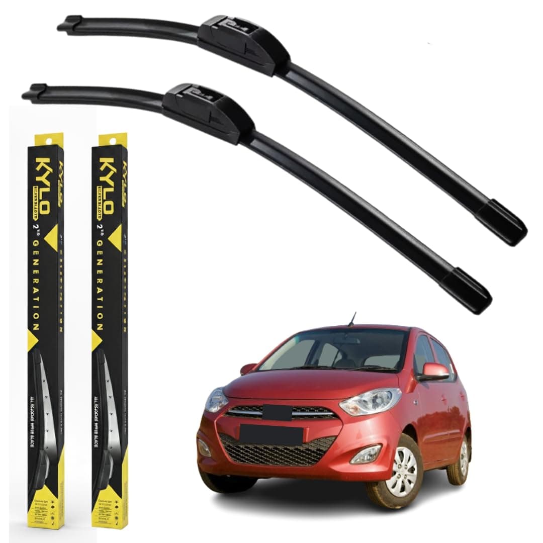 - Kylo Perfect Fitting Frameless Windshield 100% Scratch Proof Cleaning Water Repellant Silicon Wiper Blades Suitable for HYUNDAI i10 D 22,P 16 (Set of 2)