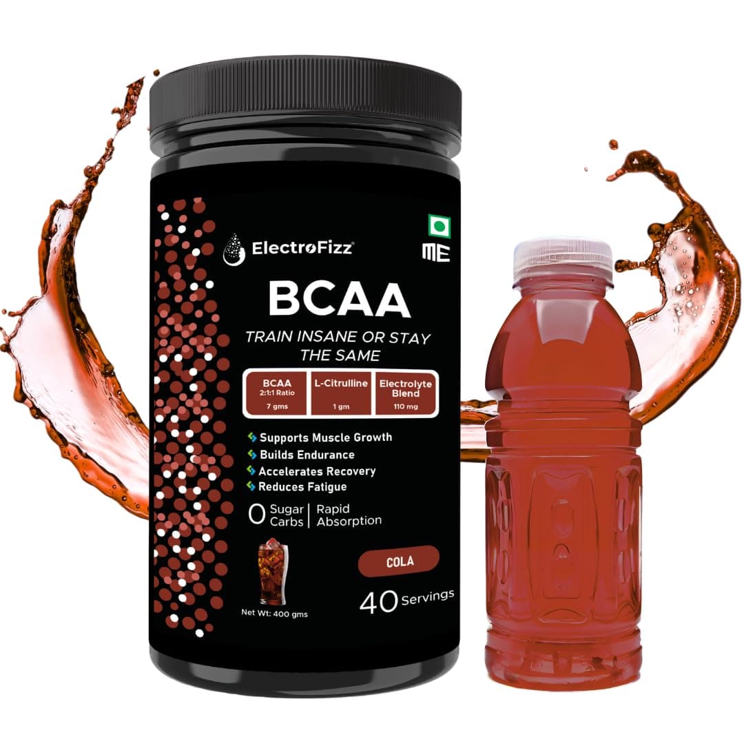 BCAA 7Gms (2:1:1 formula) with Citrulline & Electrolyte Blend for Muscle Recovery & Endurance - Pre/Post Workout & Intra Workout - 400 gms (Cola)