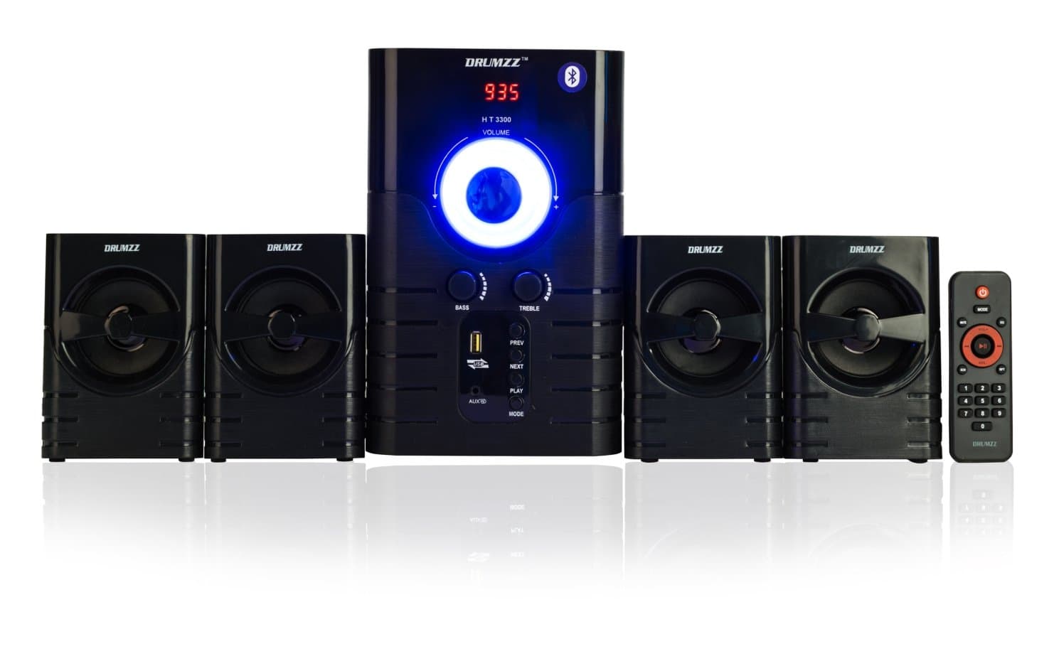 DRUMZZ 4.1 Multimedia Speaker Bluetooth Home Theater System With FM, USB, SD Card Reader Remote And Bass Reflex - HT- 3300(4.1)BT