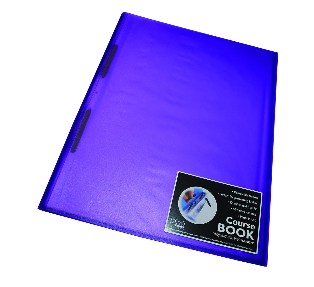 Westfolio Course Book Adjustable Capacity Purple A4, File Holder, Presentation Display Wallet, Paper, Document, Poly Clear Sleeves