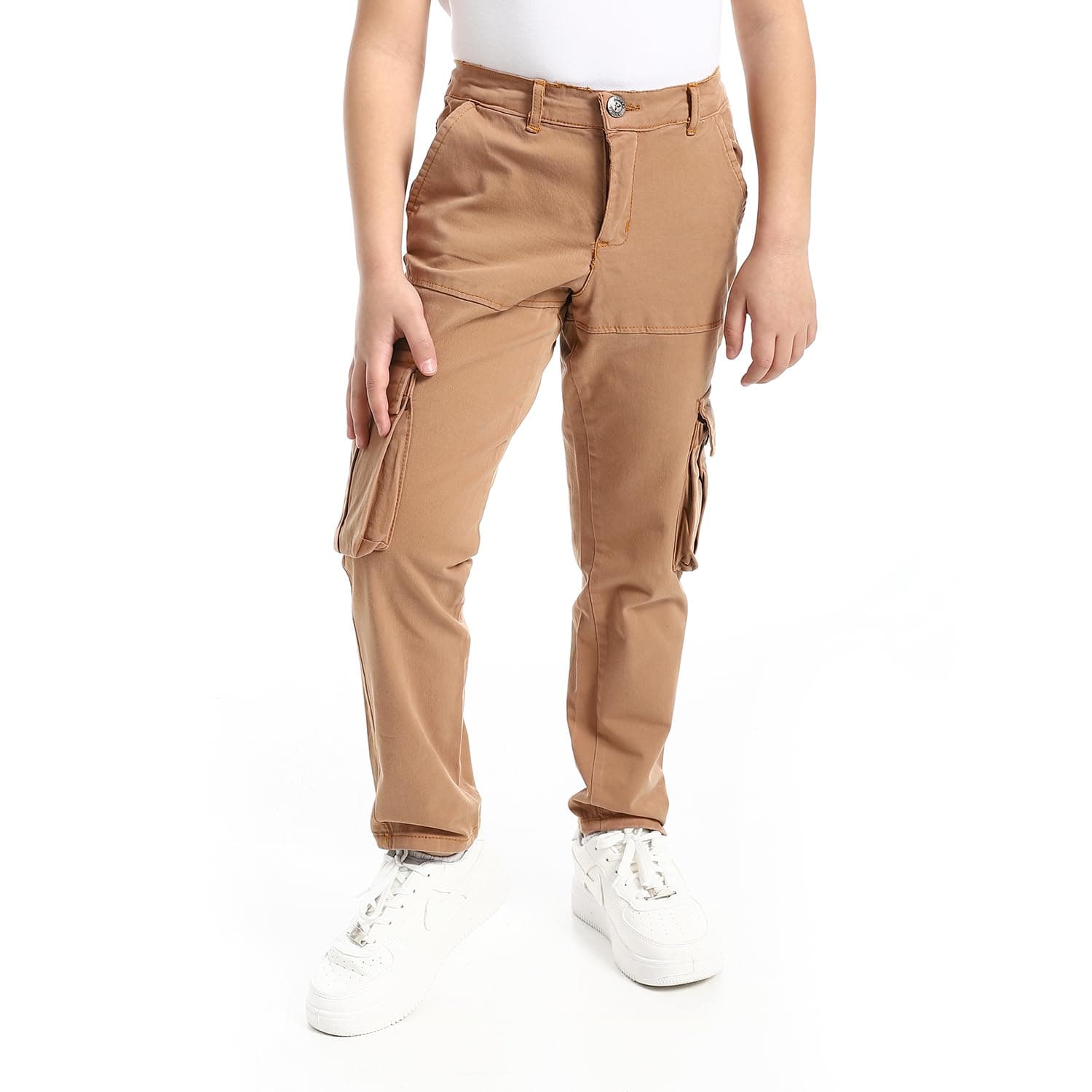 Boys Elastic Waist Drawstring Side Pockets Pants