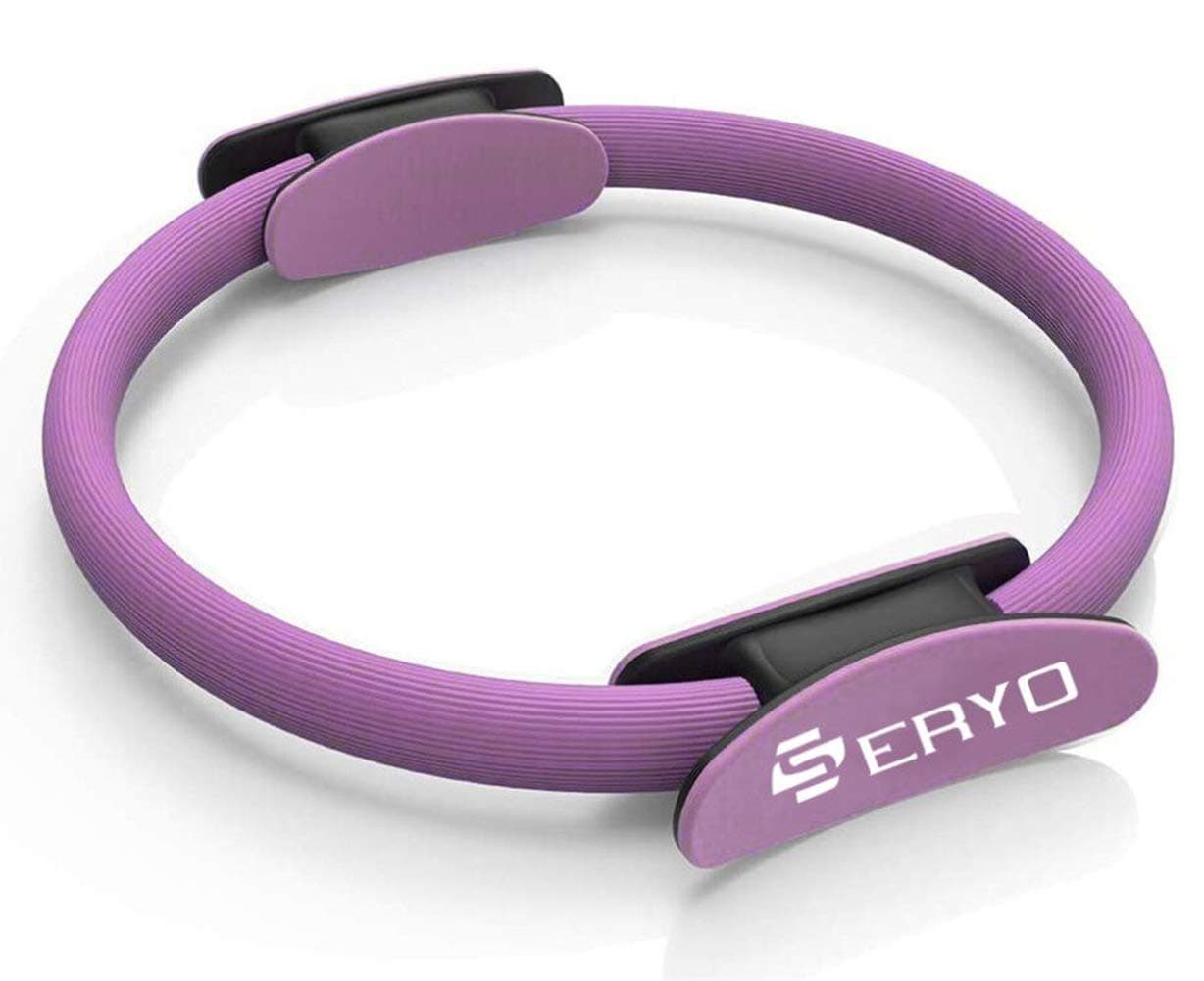 Seryo Pilates Ring - Exercise Yoga Magic Circle Premium Flexibility Power Resistance Professional Toning Dual Grip Fitness for Full Body Building Purple