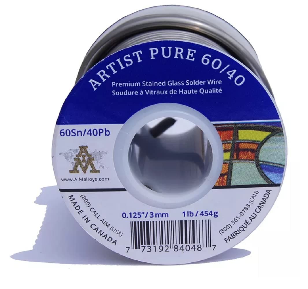 Artist Pure 60/40 Premium Stained Glass Solid Core Solder Wire, 1/8" Diameter, 1 Pound Spool