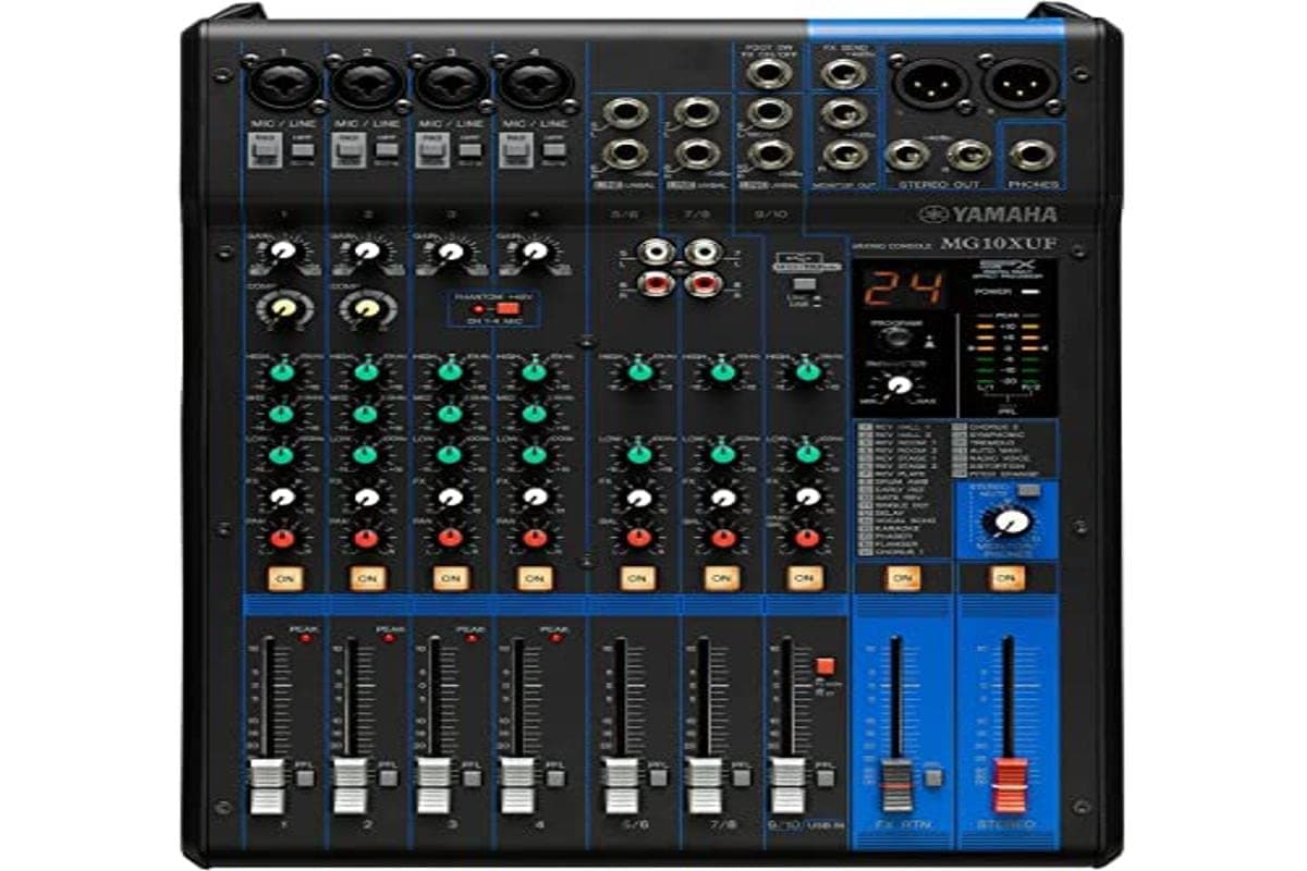 MG10XUF Mixing Console - Compact Mixer with 10 Input Channels, SPX Digital Effects, USB Audio Functions and D-PRE Mic Preamps (Fader Version), Black