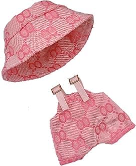 for Labubu Clothes, 2 Set Doll Clothes for Labubu Outfits Adorable Lububu Accessories Stylish Exquisite Unique Designer Clothing for La bubu Luxury Hat & Overalls Suit,Red