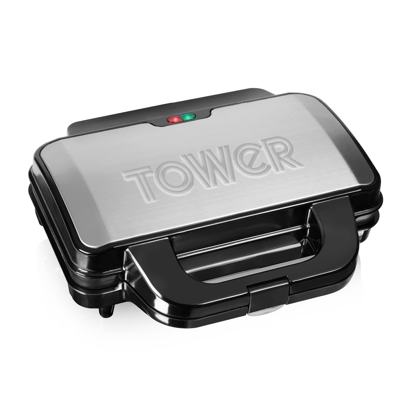 T27013 Deep Fill Sanwich Maker with Extra Deep and Easy to Clean Non-Stick Ceramic Plates, Automatic Temperature Control, 900W, Silver and Black