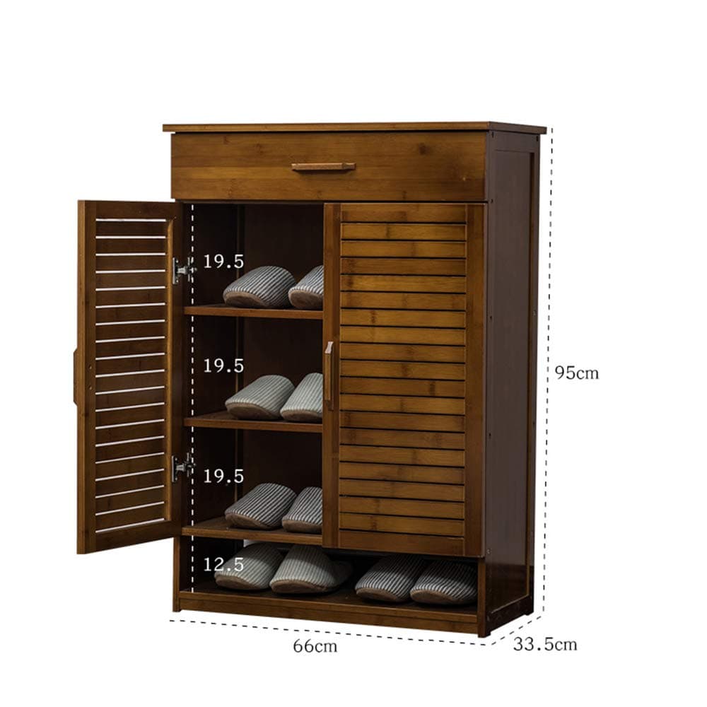 ZR- Bamboo, Multi-Layer Solid Wood Shoe Cabinet Storage Shoe Rack Entrance Hall Cabinet Shoe Cabinet (Size : 2 Doors)