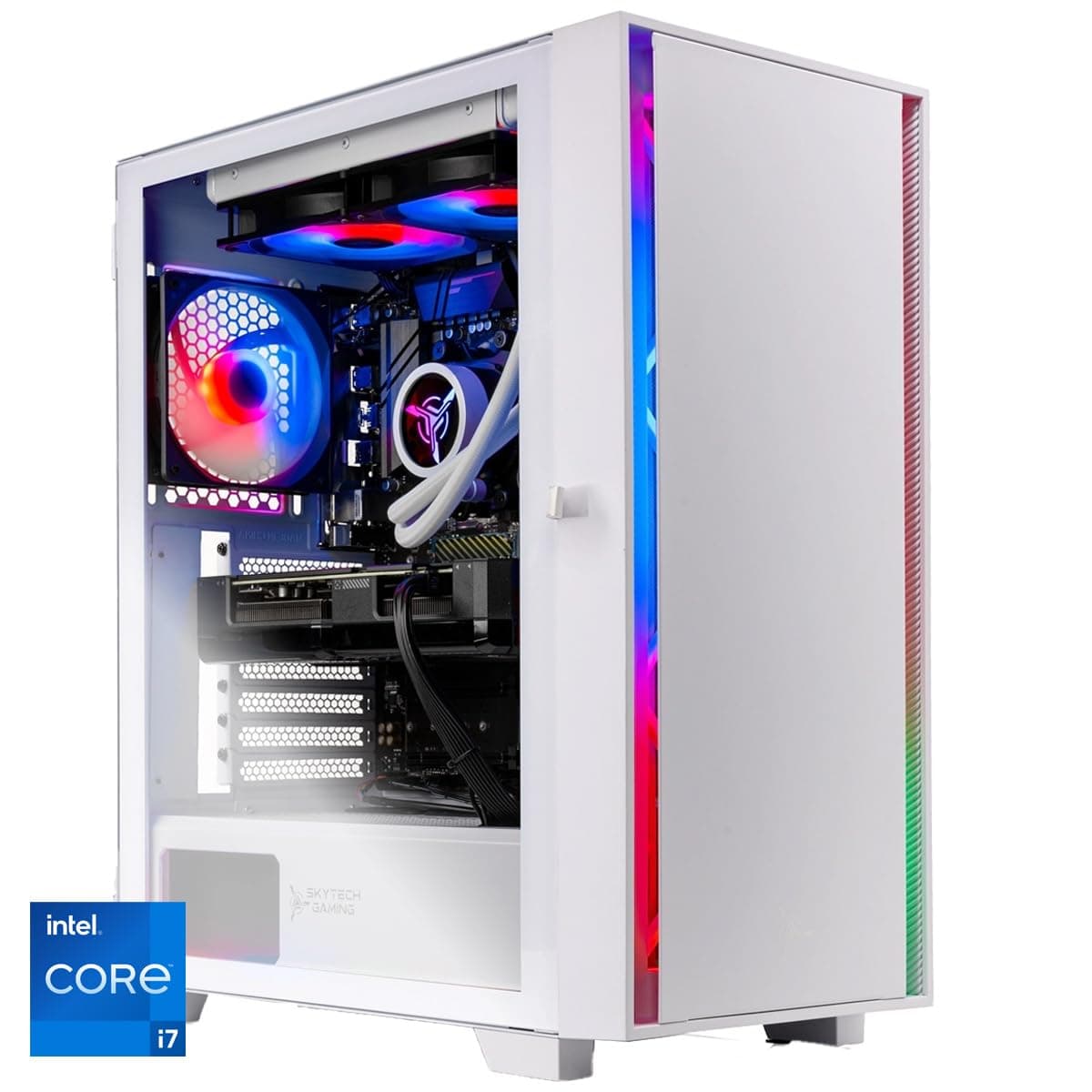 Skytech Gaming Shiva Gaming PC, Intel i7 12700F 2.1 GHz, RTX 4060, 1TB NVME, 16GB DDR4 RAM 3200, 600W Gold PSU Wi-Fi, Win 11 Home, RGB-Keyboard and RGB-Mouse Included