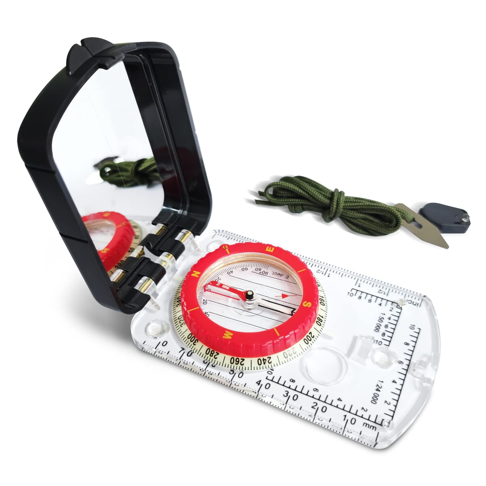 Posinly Advanced Orienteering Compass - Survival Whistle, Map Reading Field Compass for Camping, Hiking & Navigation, Great for Kids