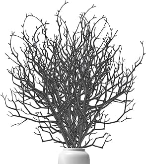 20Pcs Plastic Manzanita Branches Artificial Fake Antler Shaped Tree Branch Small Decorative Plant Twigs Branch for Wedding Halloween Table Decor Party Supplies (Black)