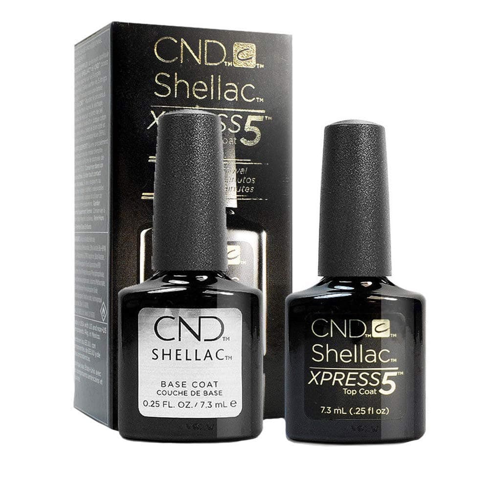 CND Shellac Xpress5 Top Coat & CND Shellac Base Coat (7.3ml/Bottle) - Professional Gel Polish
